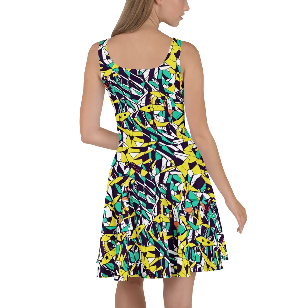 Electric Shards on Skater Dress — Back