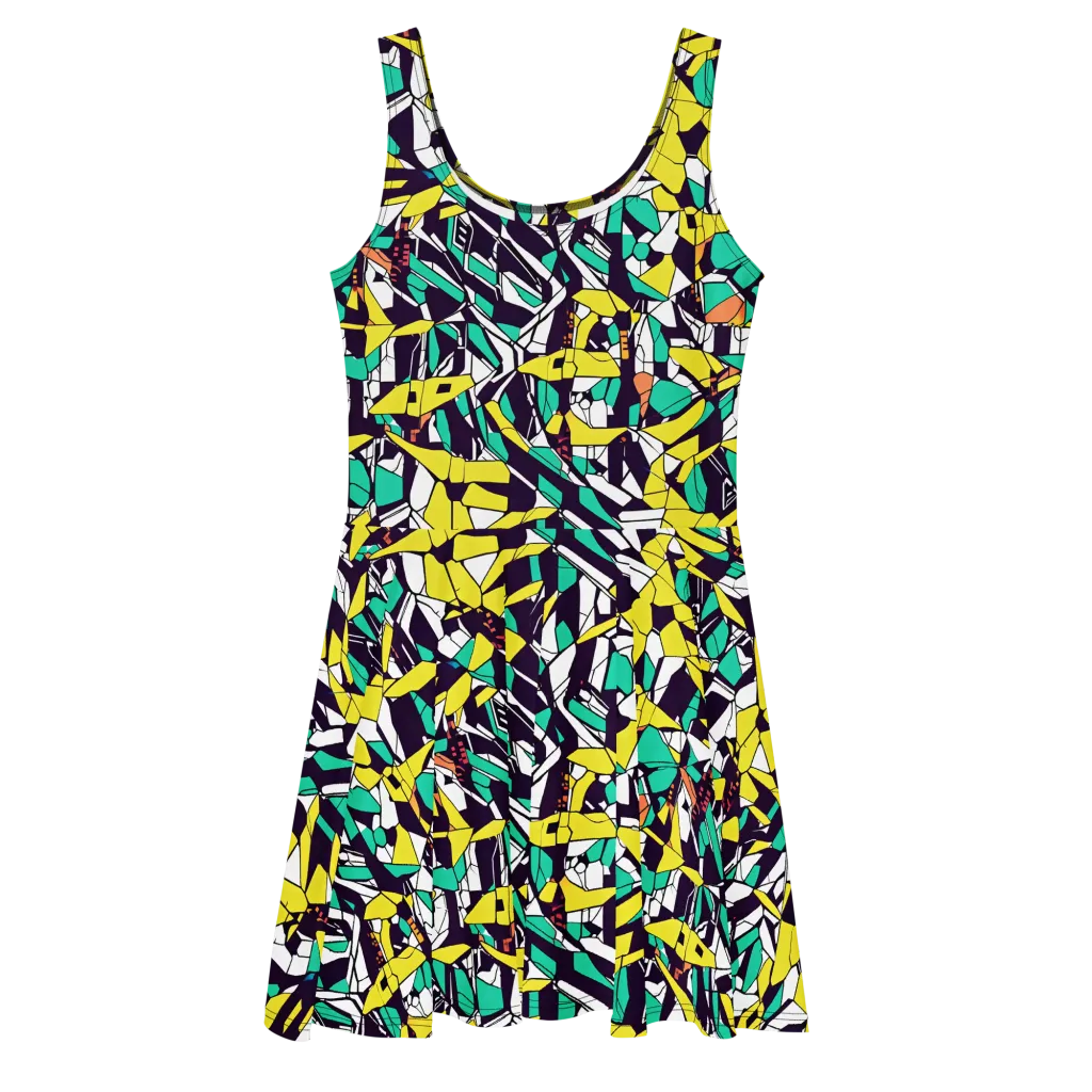 Electric Shards on Skater Dress — Front