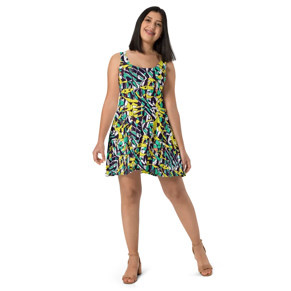 Electric Shards on Skater Dress — Front