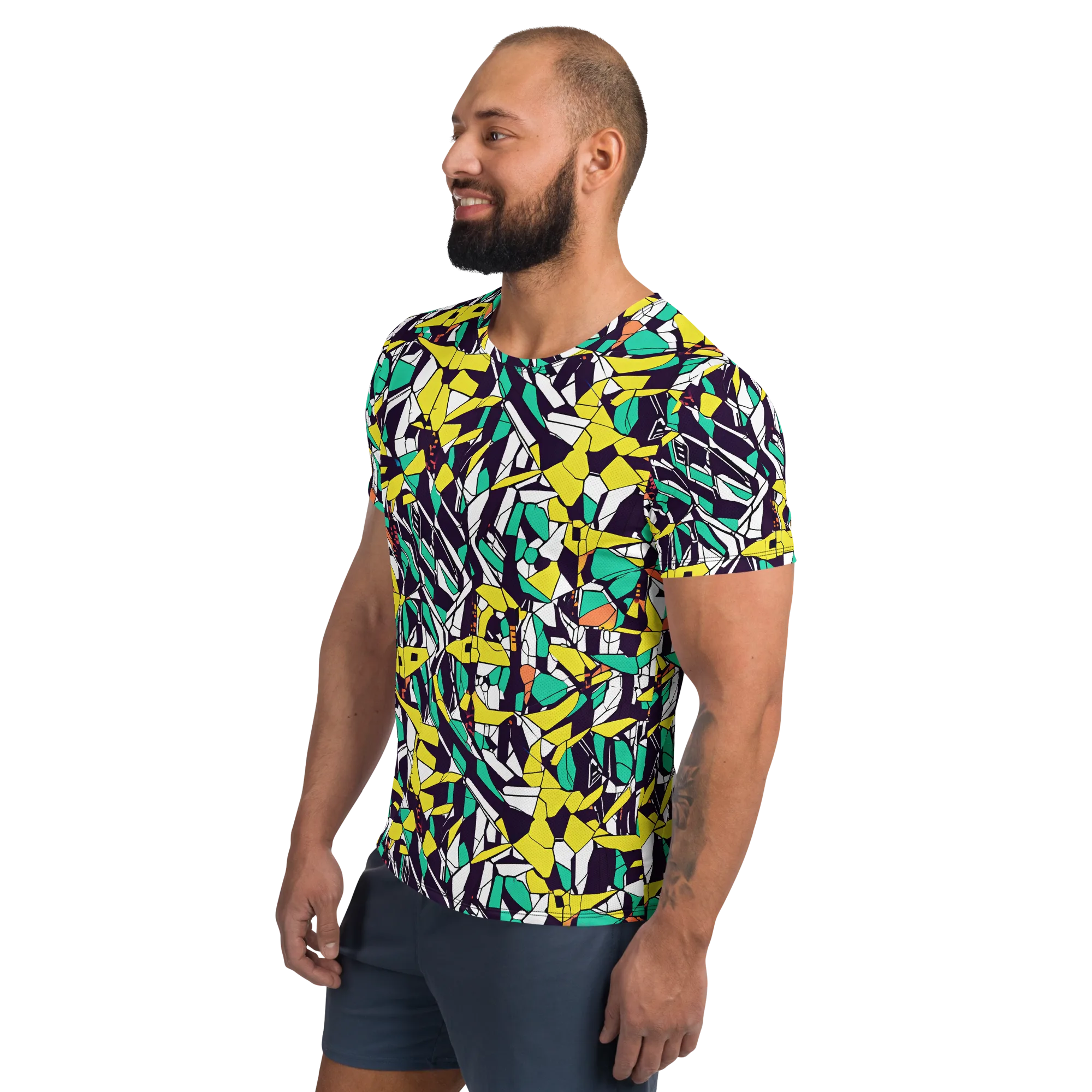 Electric Shards on Men's Athletic T-Shirt — Left