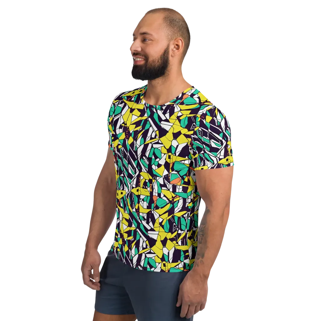 Electric Shards on Men's Athletic T-Shirt — Left