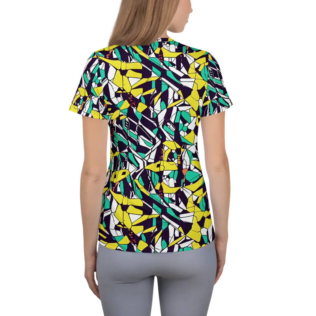 Electric Shards on Women's Athletic T-Shirt — Back