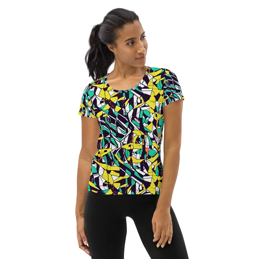 Electric Shards on Women's Athletic T-Shirt — Front
