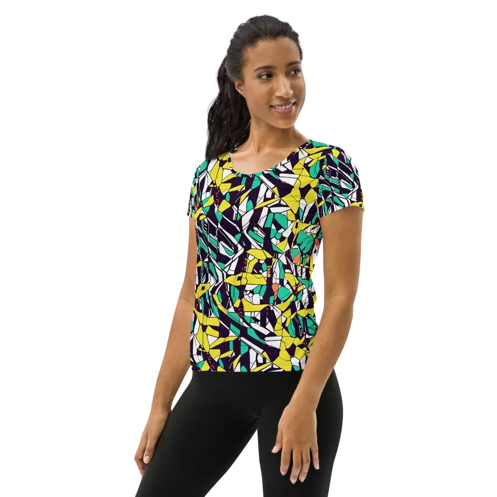 Electric Shards on Women's Athletic T-Shirt — Left