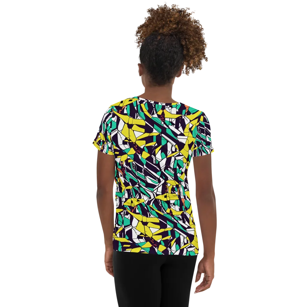 Electric Shards on Women's Athletic T-Shirt — Back