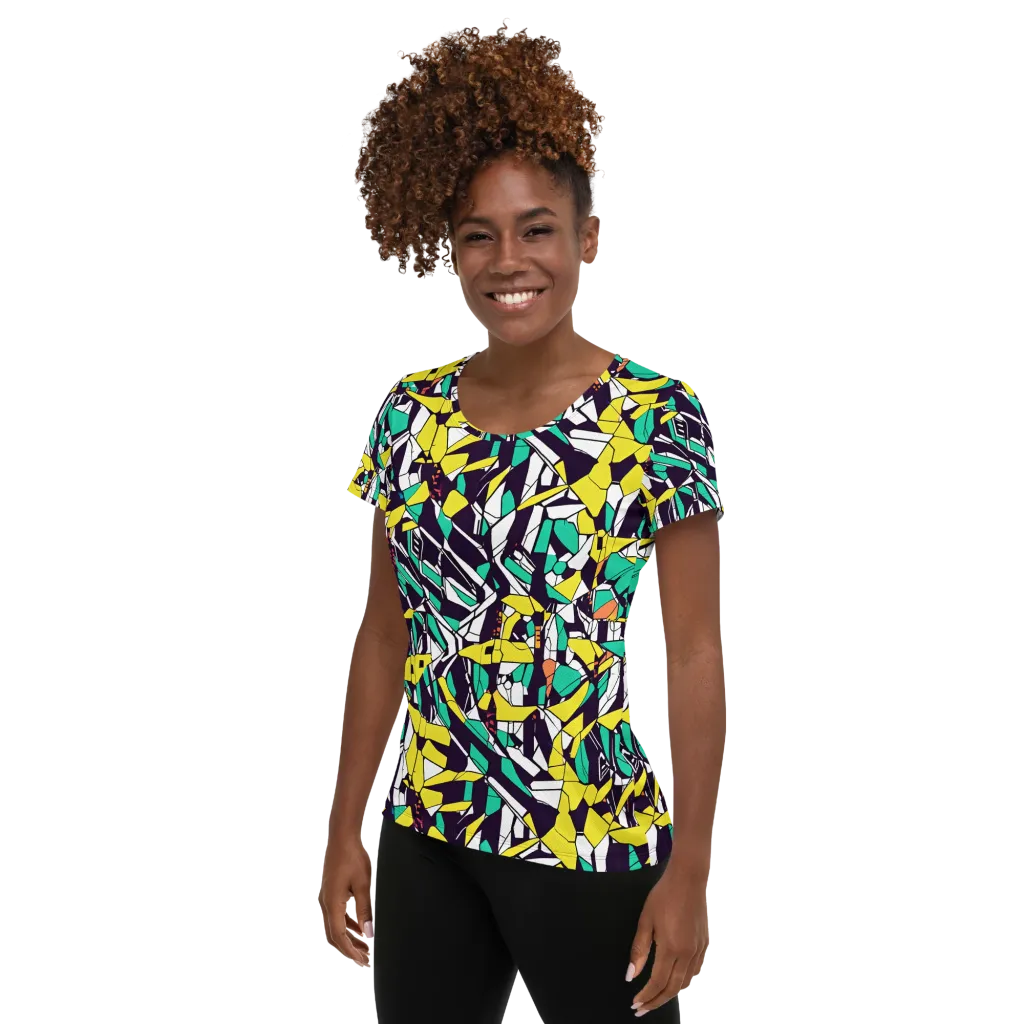 Electric Shards on Women's Athletic T-Shirt — Left