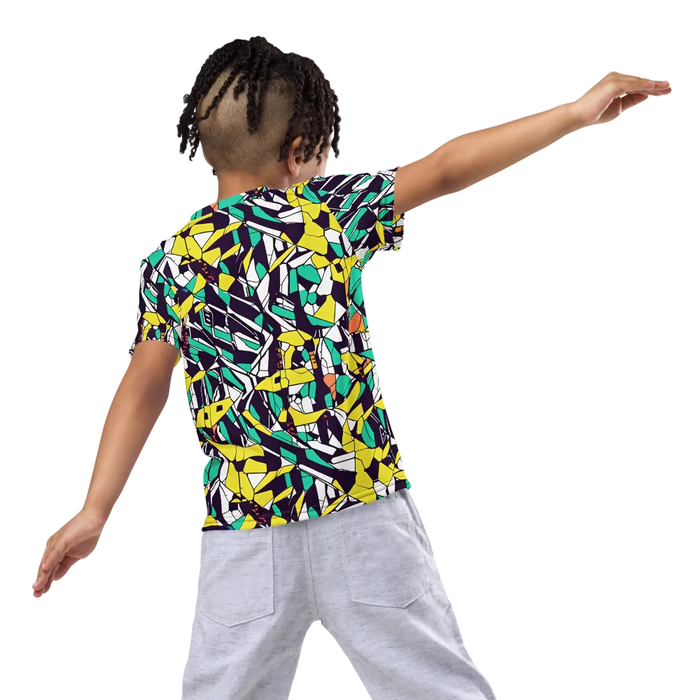 Electric Shards on Kids Crew Neck T-Shirt — Back