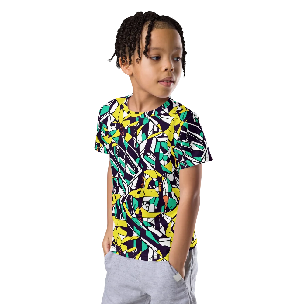 Electric Shards on Kids Crew Neck T-Shirt — Left Front