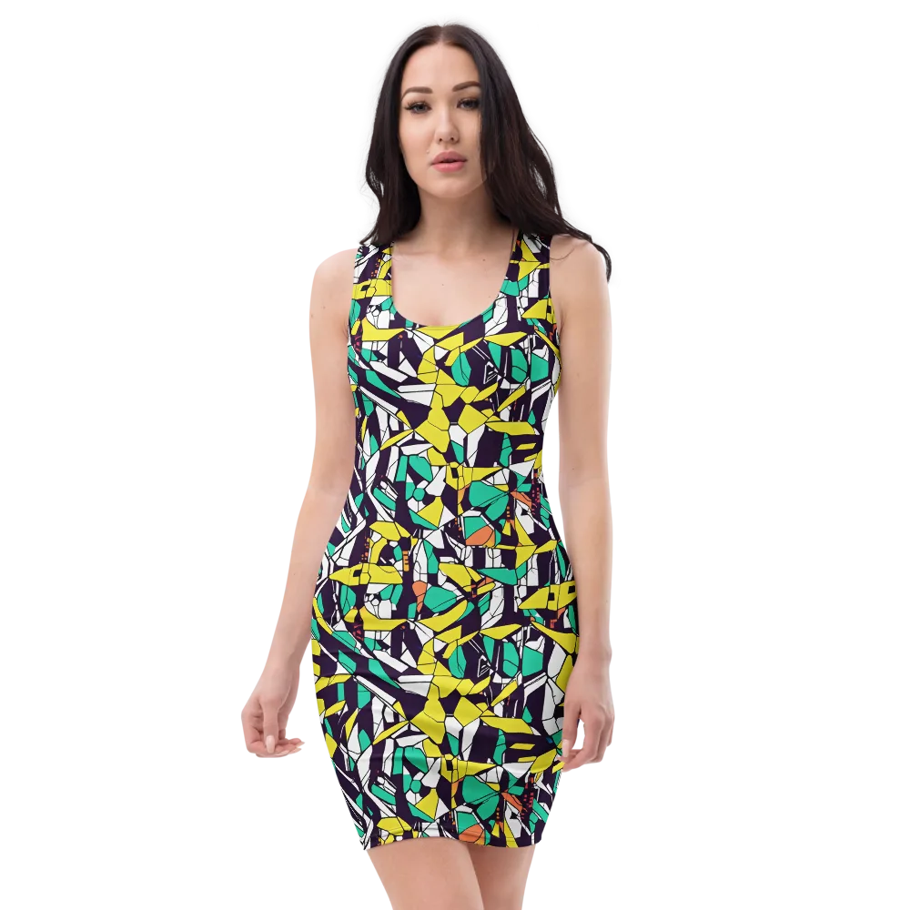Electric Shards on Bodycon Dress — Front