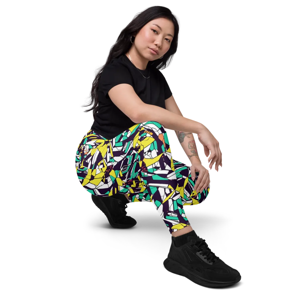 Electric Shards on Leggings with Pockets — Right Front