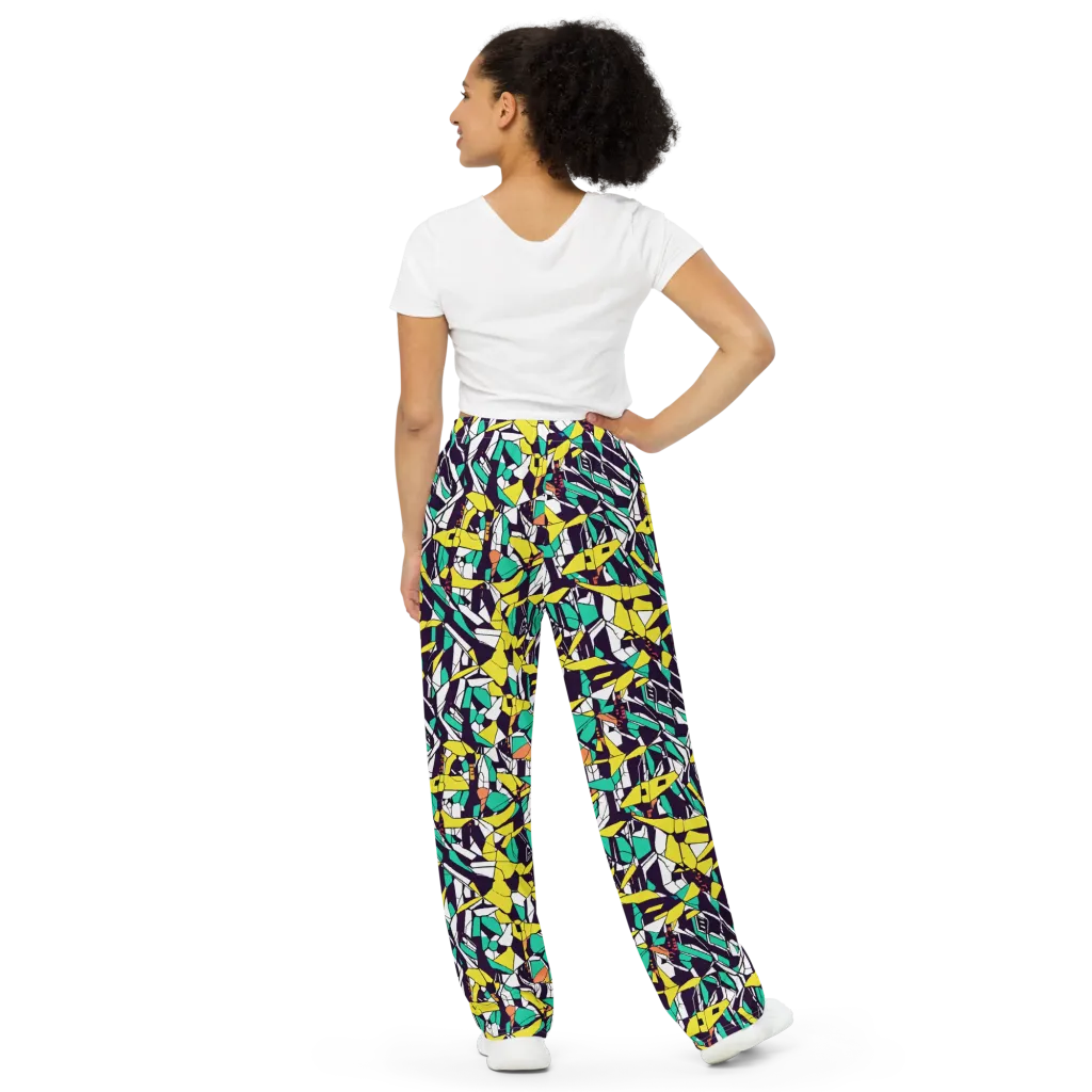 Electric Shards on Wide-Leg Pants — Back