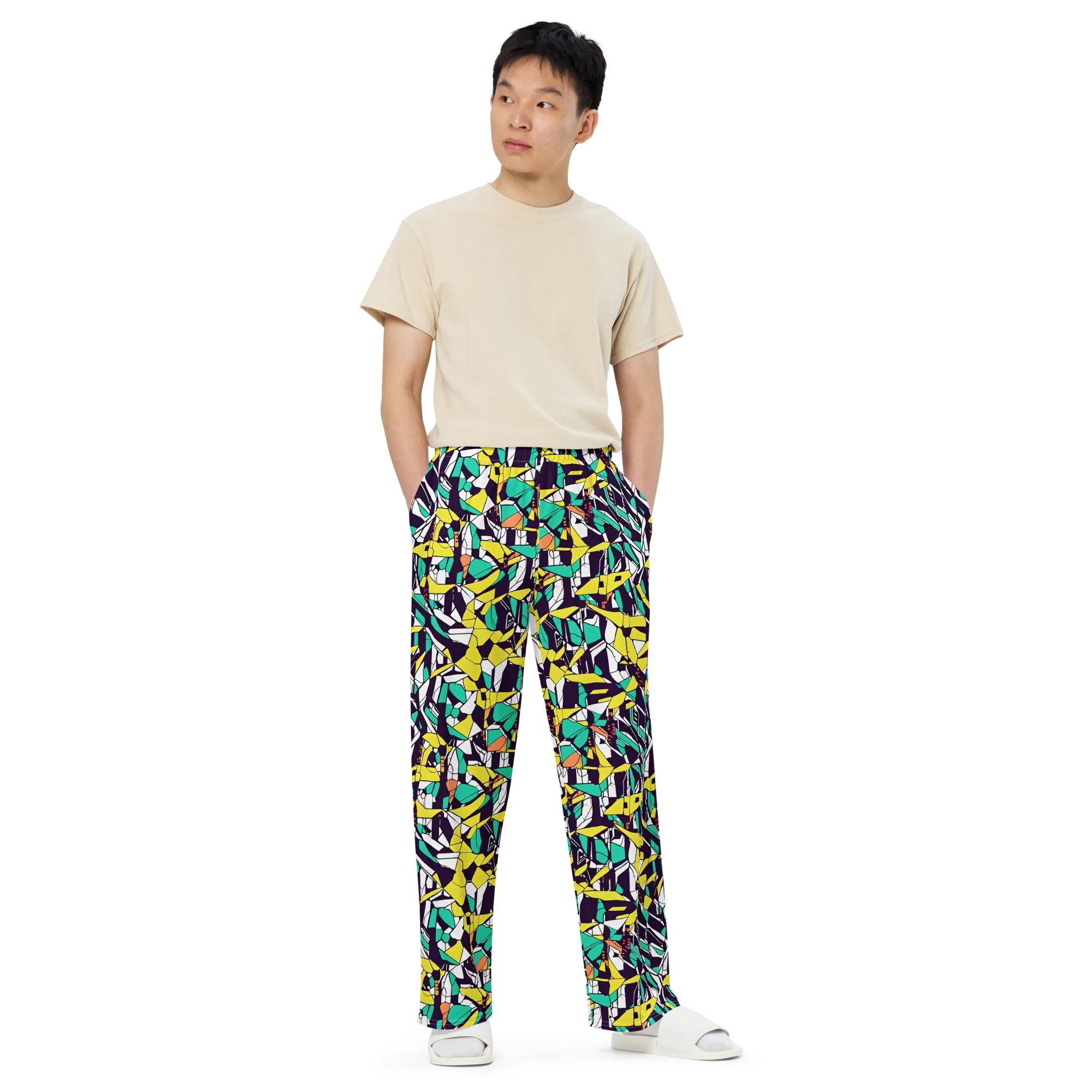 Electric Shards on Wide-Leg Pants — Front