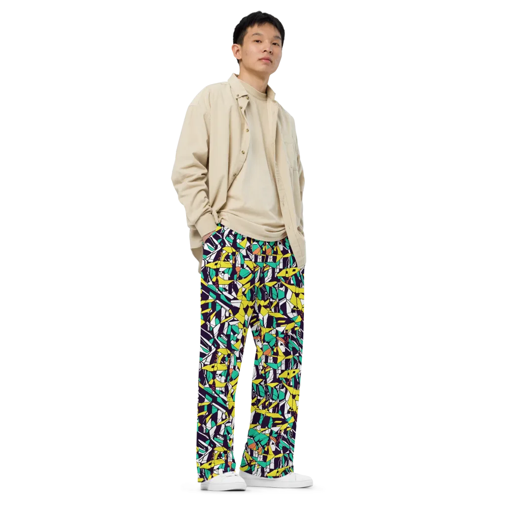 Electric Shards on Wide-Leg Pants — Right Front