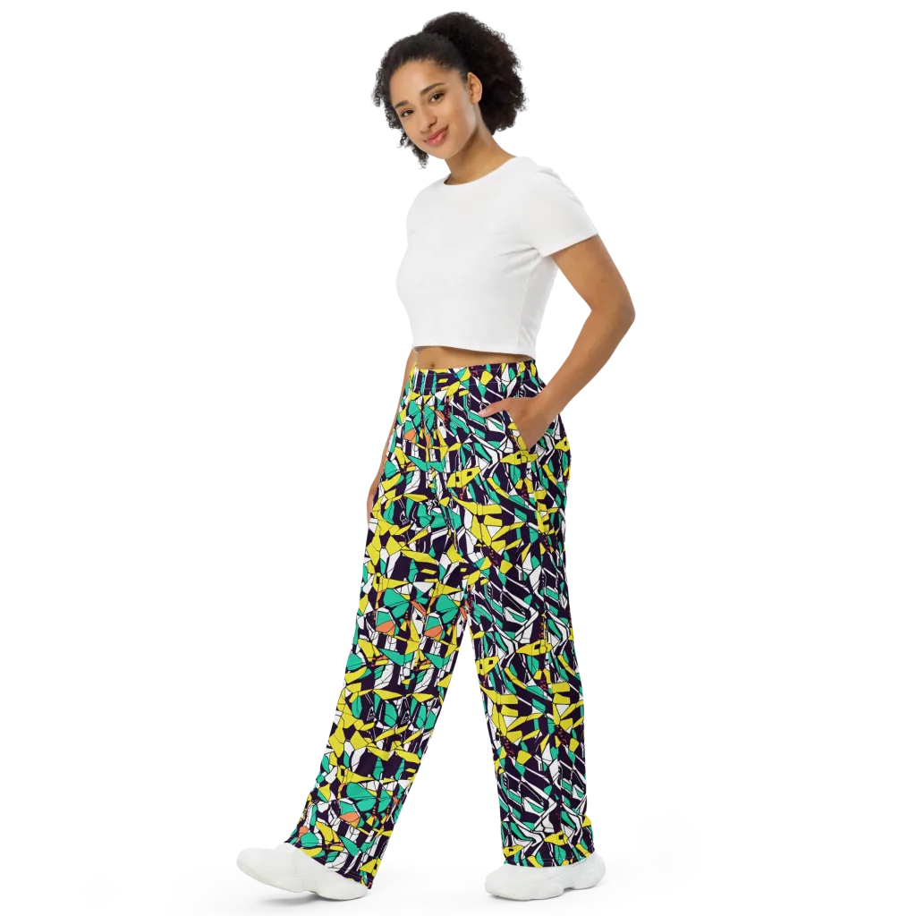Electric Shards on Wide-Leg Pants — Left Front