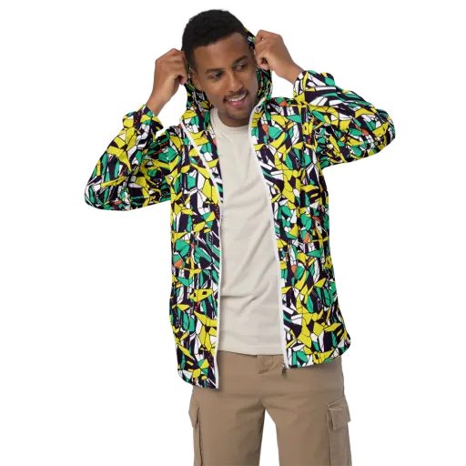 Electric Shards on a Men's Windbreaker