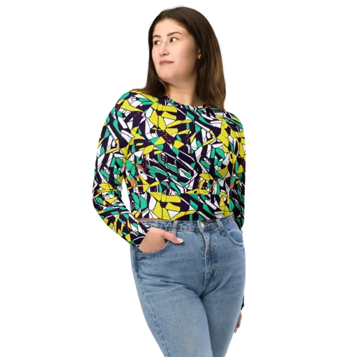 Electric Shards on a Long Sleeve Crop Top