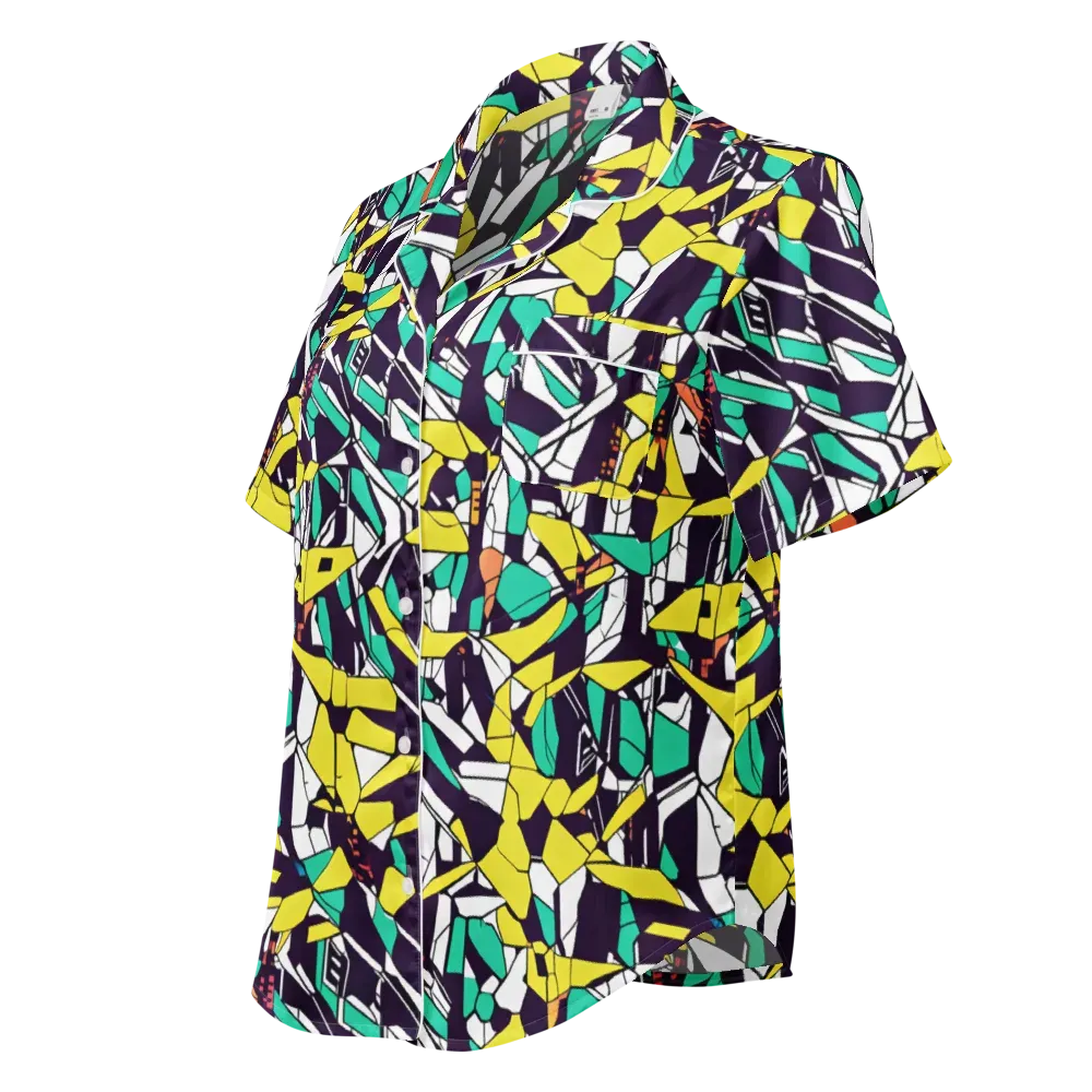 Electric Shards on Women's Short Sleeve Pajama Top — Left Front
