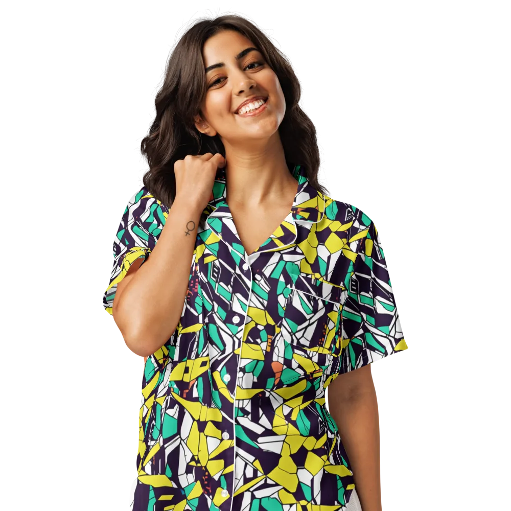 Electric Shards on Women's Short Sleeve Pajama Top — Front