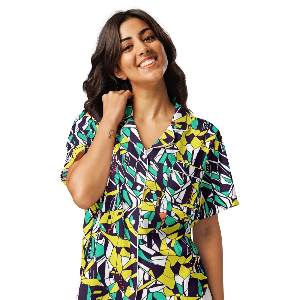 Electric Shards on Women's Short Sleeve Pajama Top — Front