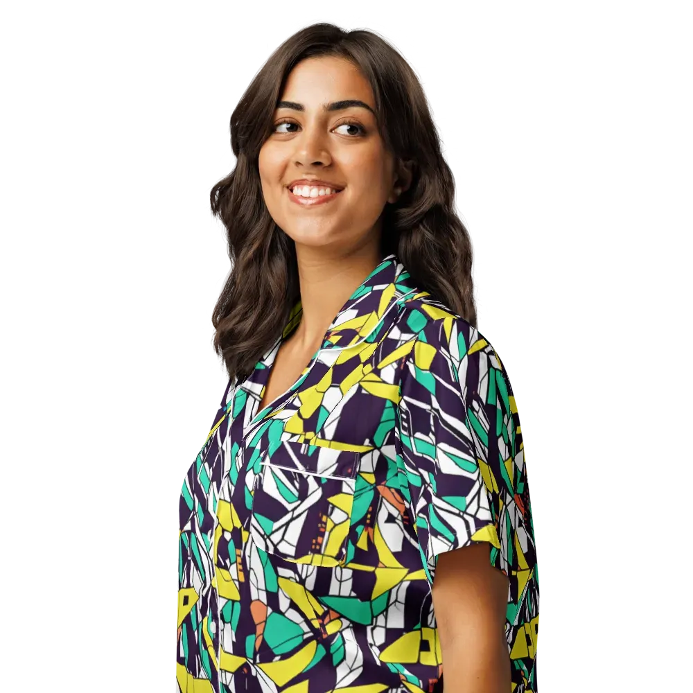 Electric Shards on Women's Short Sleeve Pajama Top — Left Front
