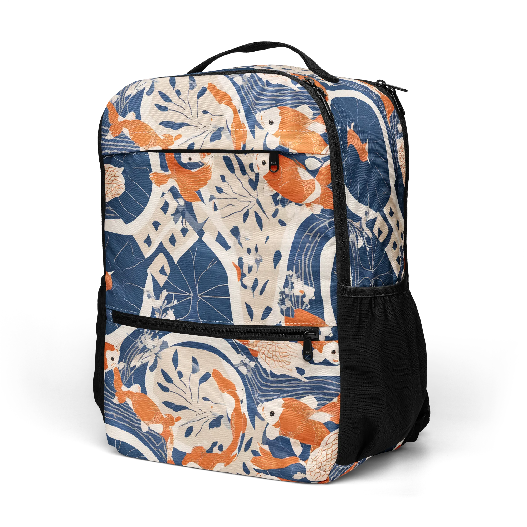Indigo Koi Garden on Utility Backpack — Left Front