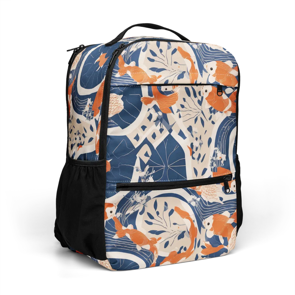 Indigo Koi Garden on Utility Backpack — Right Front