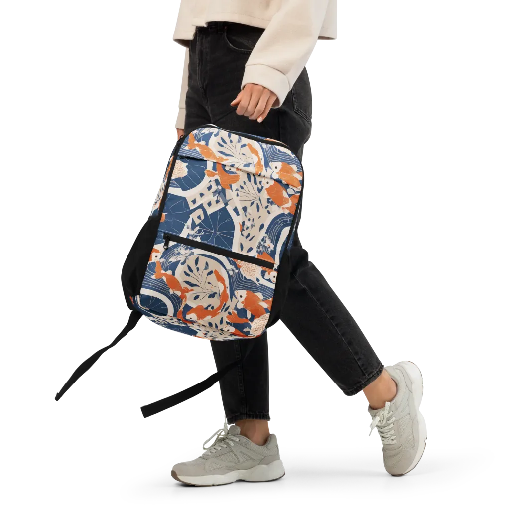 Indigo Koi Garden on Utility Backpack — Front