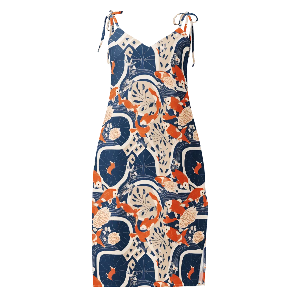 Indigo Koi Garden on Slip Dress — Front