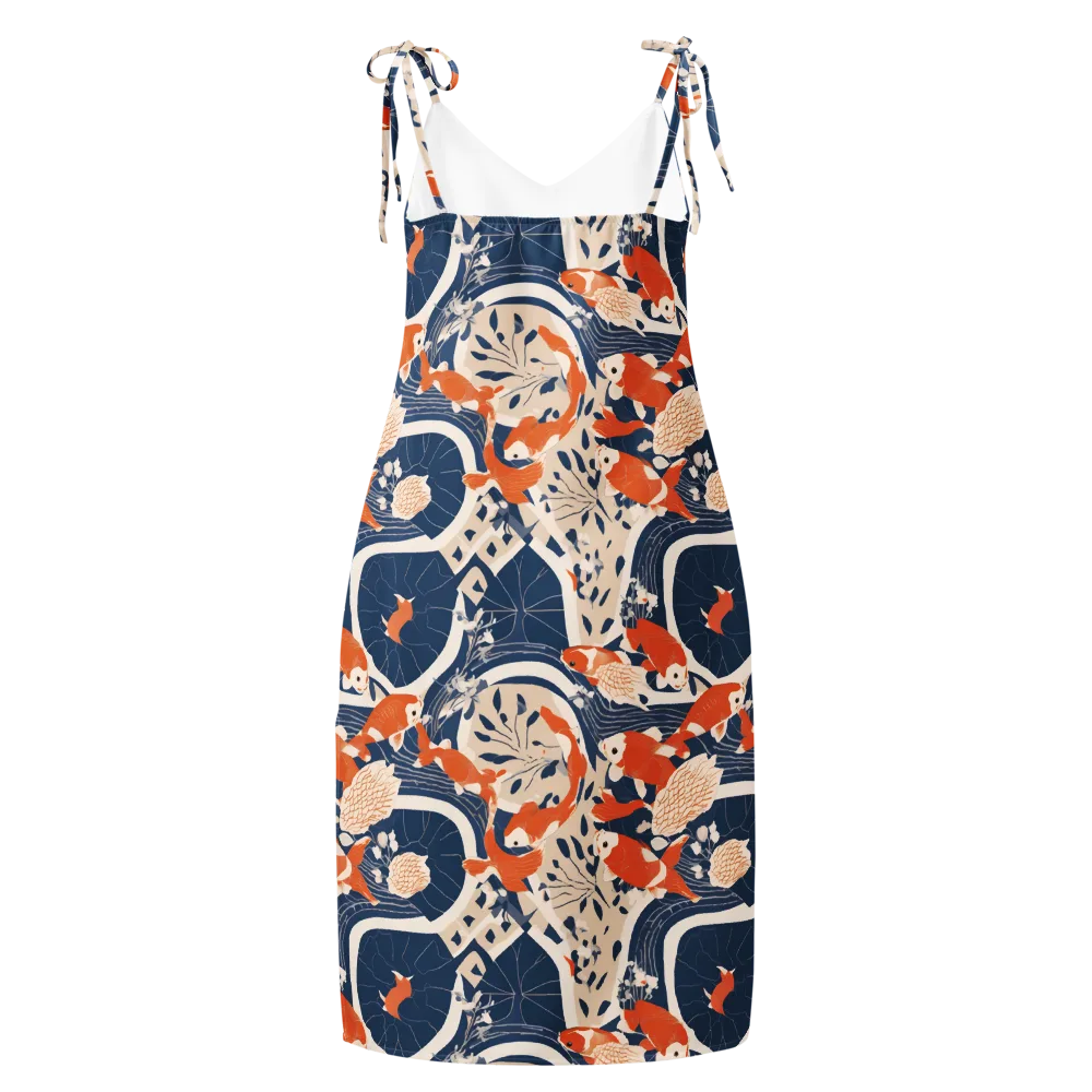 Indigo Koi Garden on Slip Dress — Back