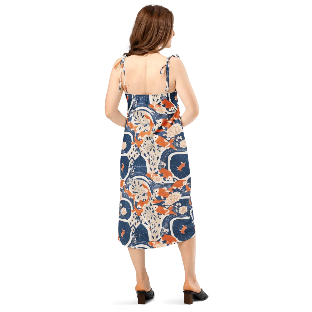 Indigo Koi Garden on Slip Dress — Back