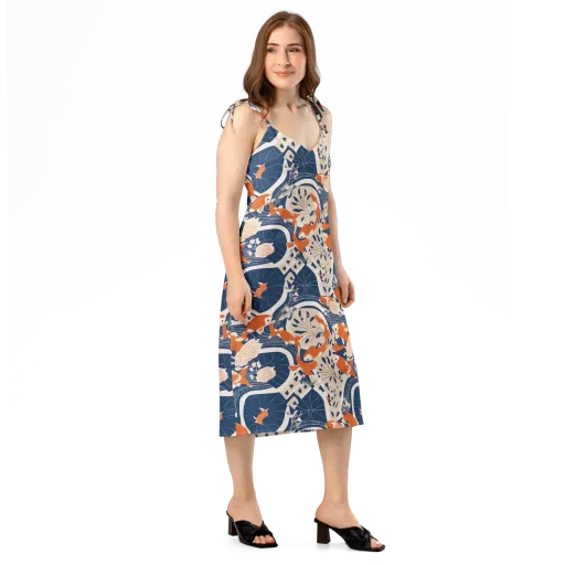 Indigo Koi Garden on a Slip Dress