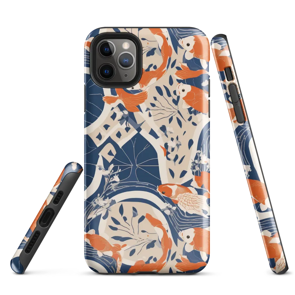 Indigo Koi Garden on Tough Case for iPhone® — Front