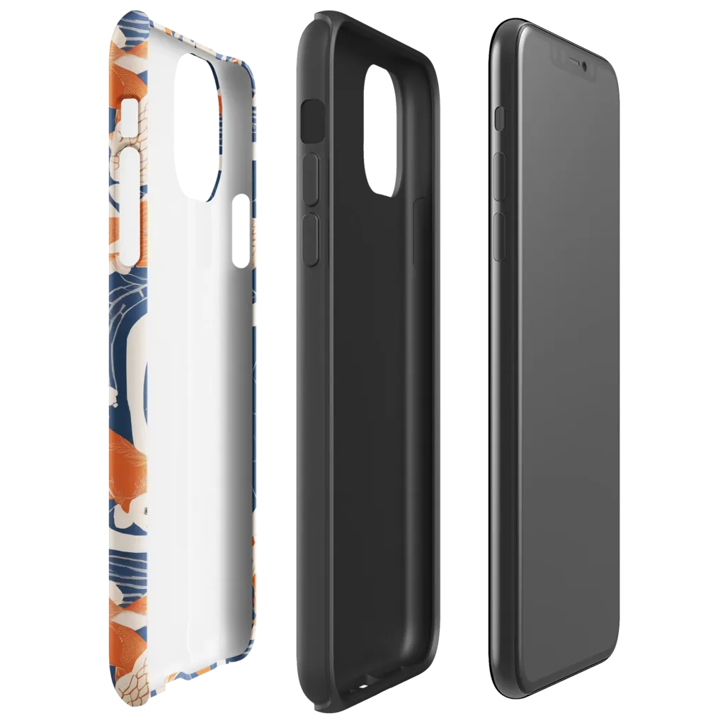 Indigo Koi Garden on Tough Case for iPhone® — Right