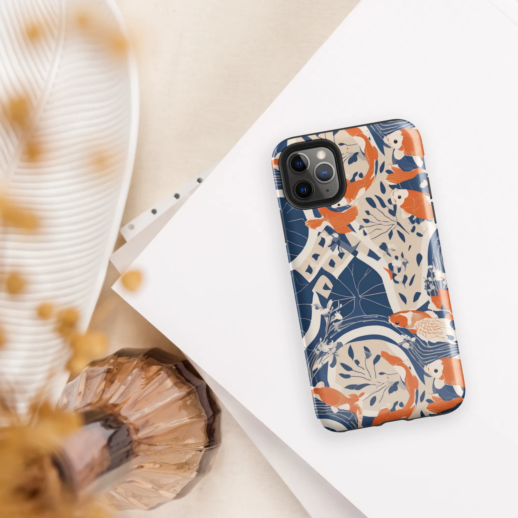 Indigo Koi Garden on Tough Case for iPhone® — Front