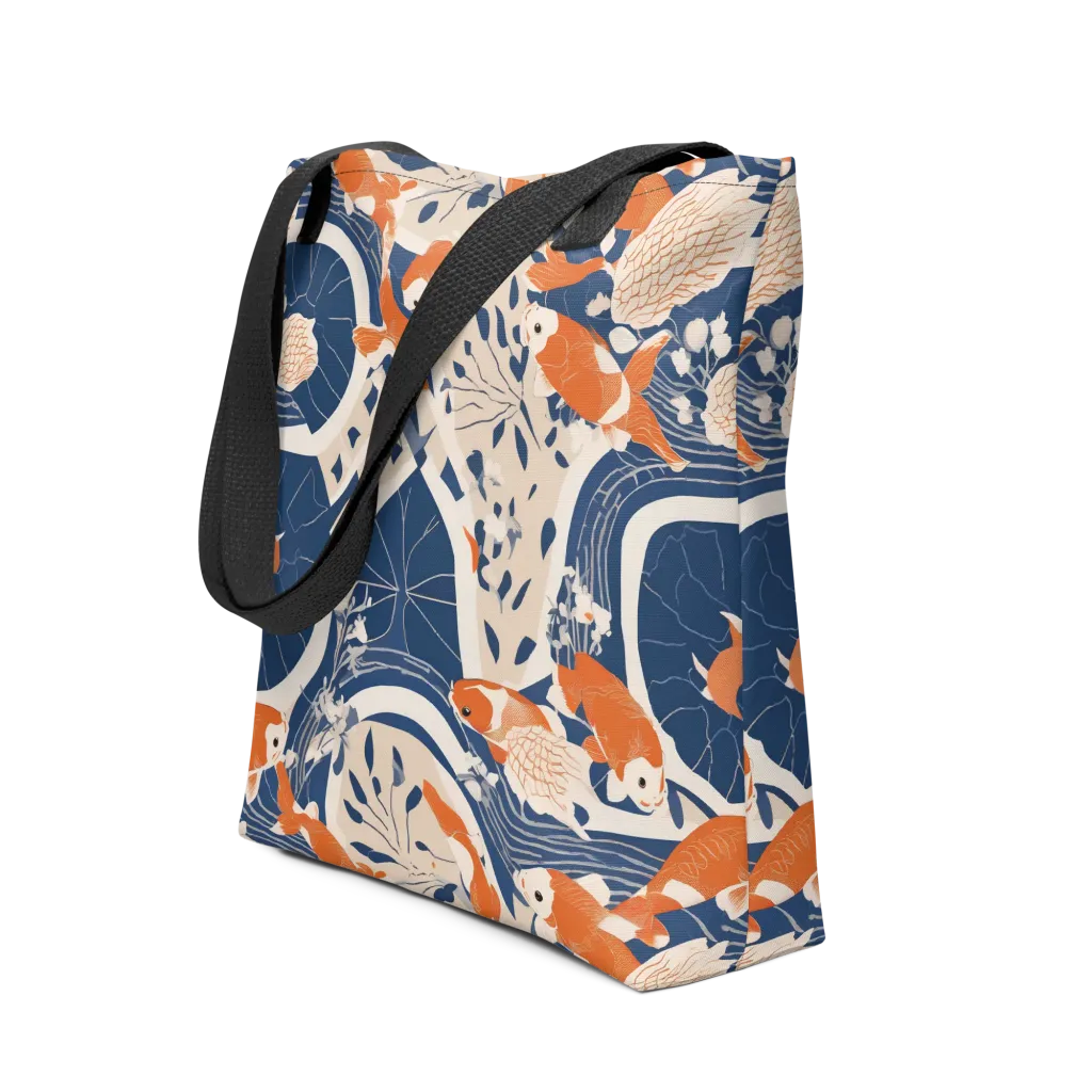 Indigo Koi Garden on Tote Bag — Front
