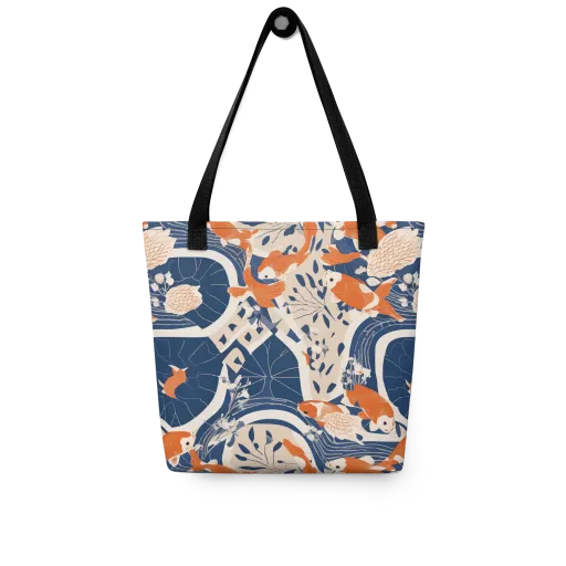 Indigo Koi Garden on a Tote Bag
