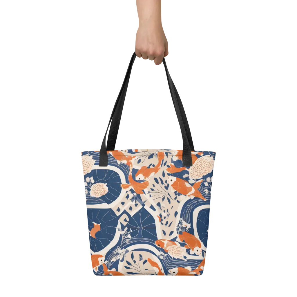 Indigo Koi Garden on Tote Bag — Front