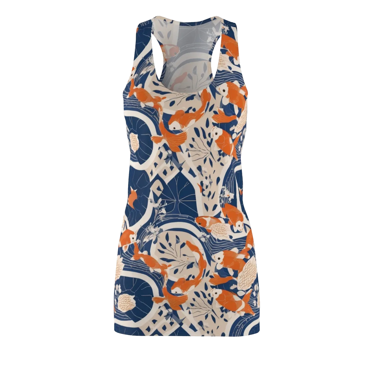 Indigo Koi Garden on Racerback Dress — Front