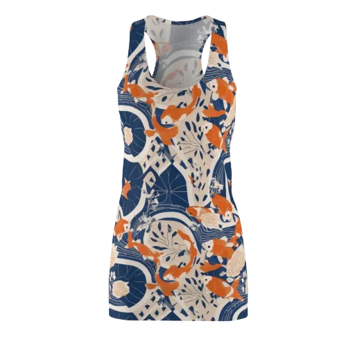 Indigo Koi Garden on a Racerback Dress
