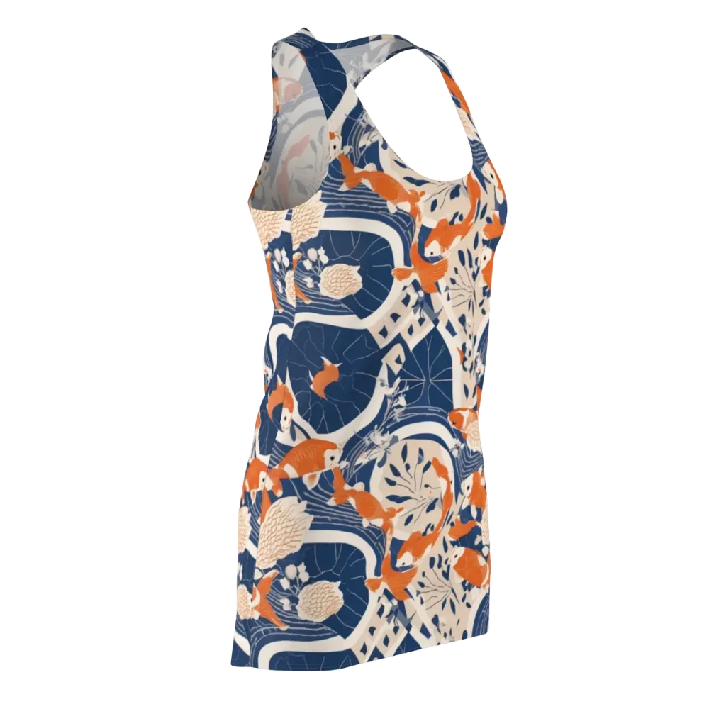 Indigo Koi Garden on Racerback Dress — Front Side