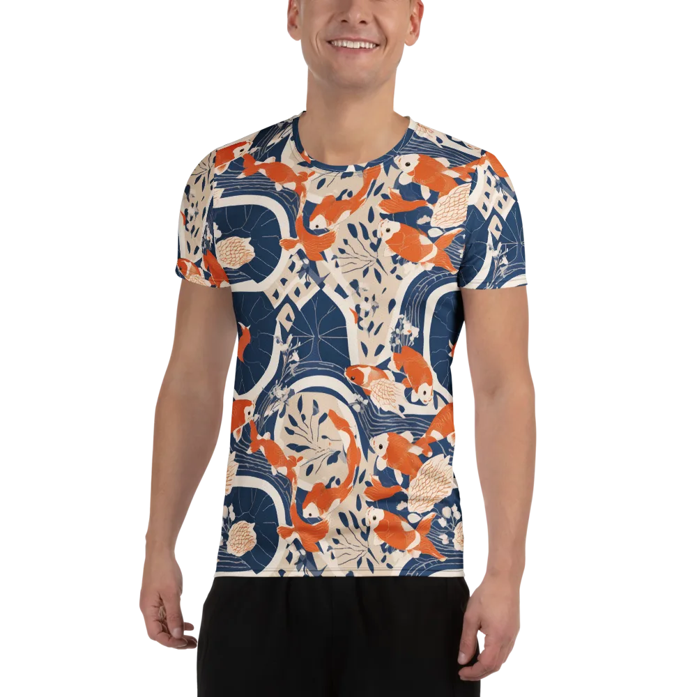 Indigo Koi Garden on Men's Athletic T-Shirt — Front