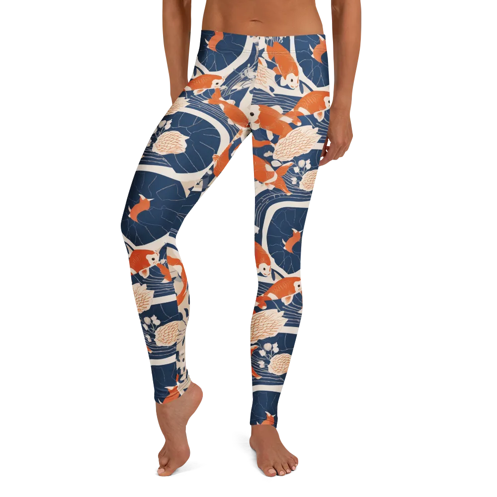 Indigo Koi Garden on Leggings — Front