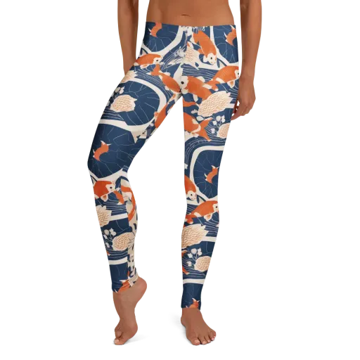 Indigo Koi Garden on a Leggings