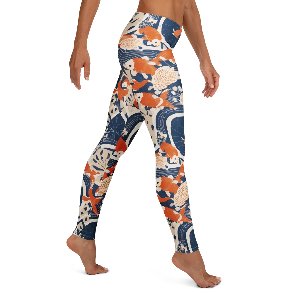 Indigo Koi Garden on Leggings — Right