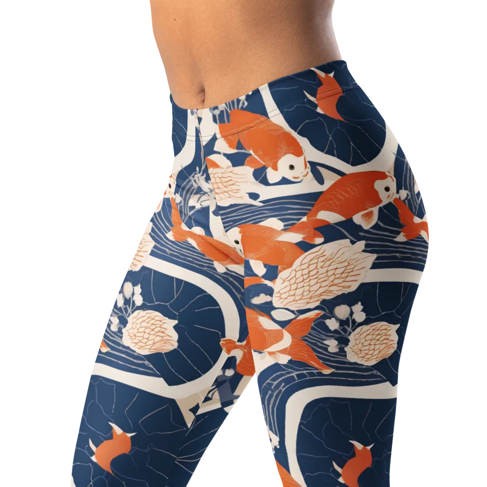 Indigo Koi Garden on Leggings — Left Front