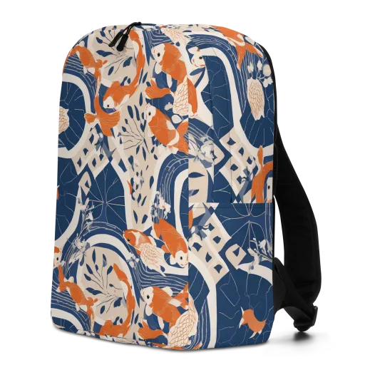 Indigo Koi Garden on a Minimalist Backpack