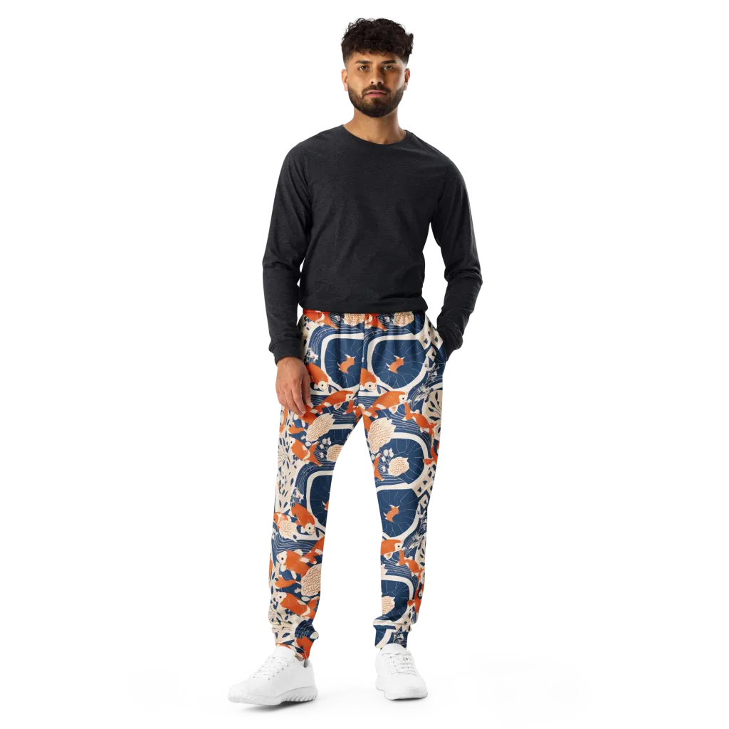 Indigo Koi Garden on Men's Joggers — Front
