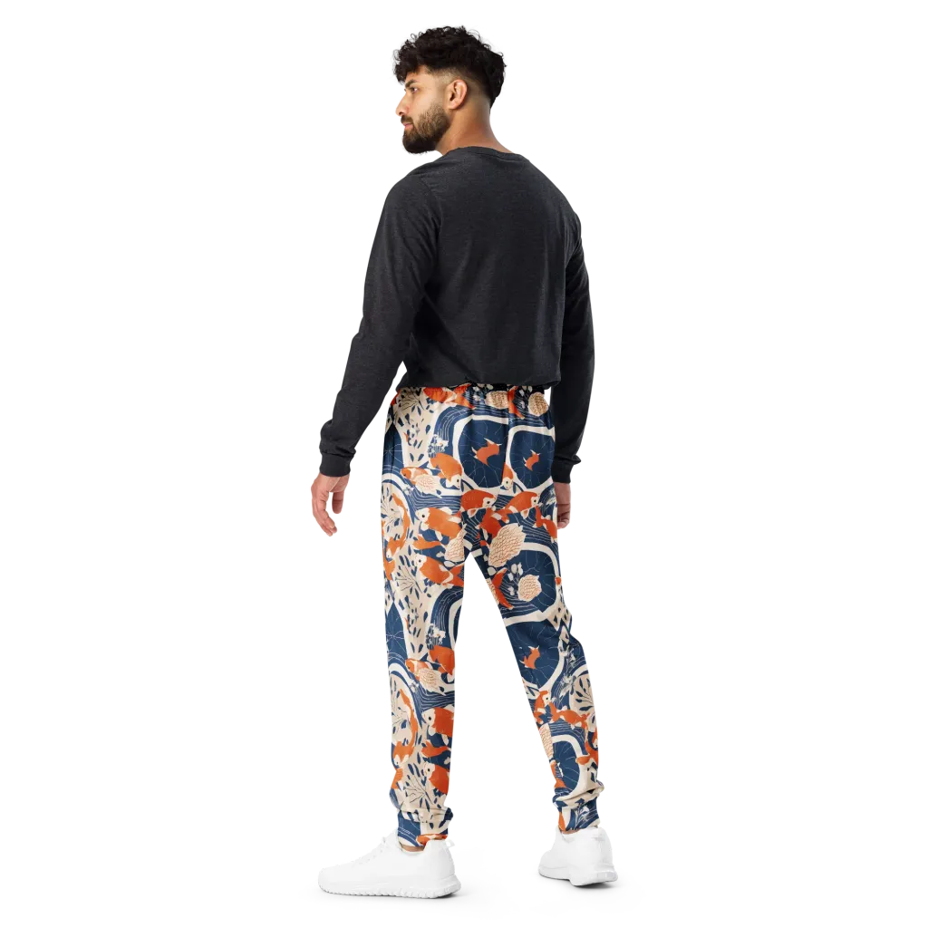 Indigo Koi Garden on Men's Joggers — Back