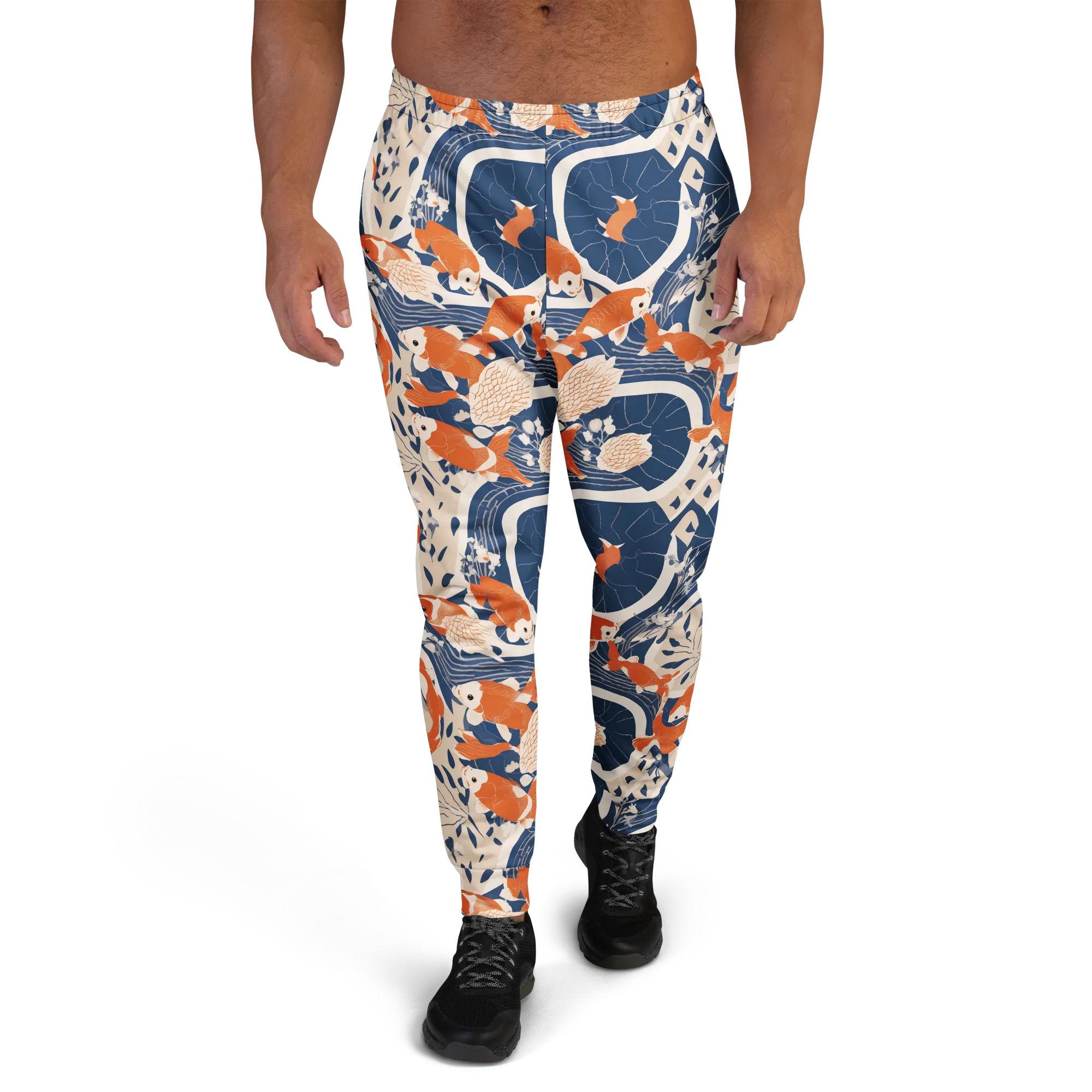 Indigo Koi Garden on Men's Joggers — Front