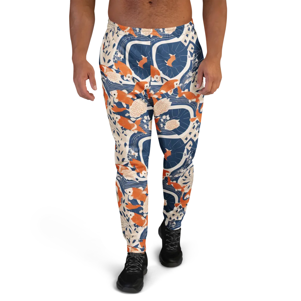 Indigo Koi Garden on Men's Joggers — Front